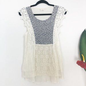 ANTHROPOLOGIE Meadow Rue Knit Lace Boho Top